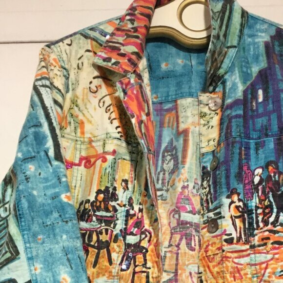 ATTITUDE PRINT JEANS JACKETS SIZE S - Picture 6 of 13